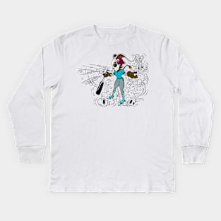 SKATING BLOODY RABBIT 010 Kids Long Sleeve T-Shirt